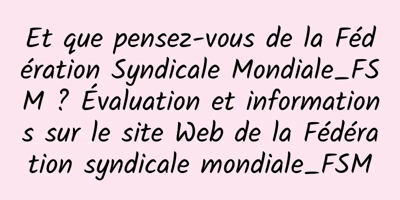 Et que pensez-vous de la Fédération Syndicale Mondiale_FSM ? Évaluation et informations sur le site Web de la Fédération syndicale mondiale_FSM