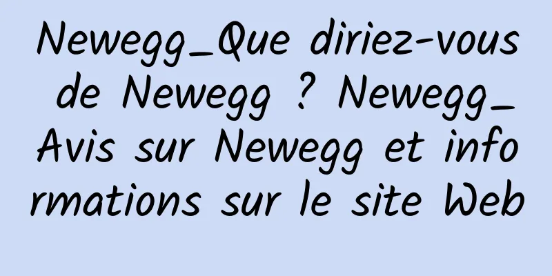 Newegg_Que diriez-vous de Newegg ? Newegg_Avis sur Newegg et informations sur le site Web