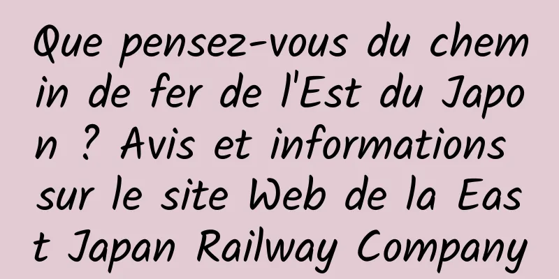 Que pensez-vous du chemin de fer de l'Est du Japon ? Avis et informations sur le site Web de la East Japan Railway Company