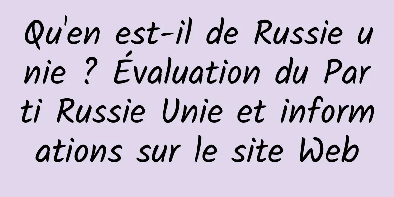 Qu'en est-il de Russie unie ? Évaluation du Parti Russie Unie et informations sur le site Web