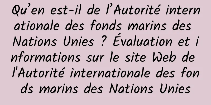 Qu’en est-il de l’Autorité internationale des fonds marins des Nations Unies ? Évaluation et informations sur le site Web de l'Autorité internationale des fonds marins des Nations Unies
