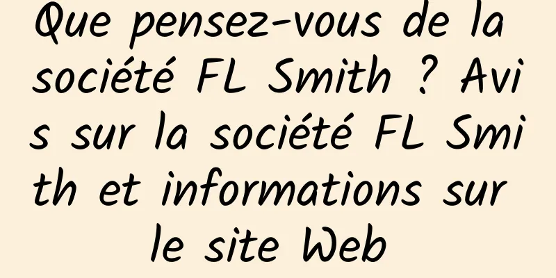 Que pensez-vous de la société FL Smith ? Avis sur la société FL Smith et informations sur le site Web 