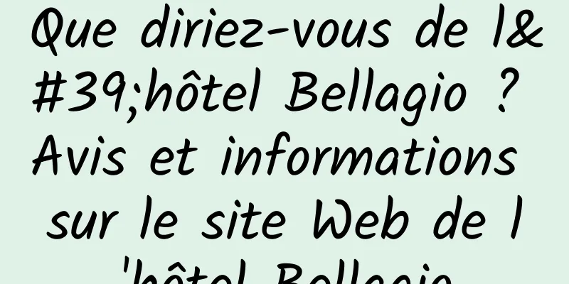 Que diriez-vous de l'hôtel Bellagio ? Avis et informations sur le site Web de l'hôtel Bellagio