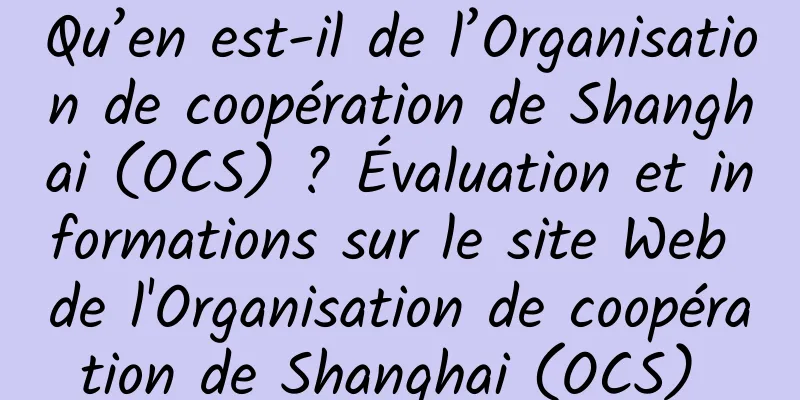 Qu’en est-il de l’Organisation de coopération de Shanghai (OCS) ? Évaluation et informations sur le site Web de l'Organisation de coopération de Shanghai (OCS) 