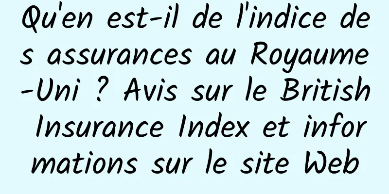 Qu'en est-il de l'indice des assurances au Royaume-Uni ? Avis sur le British Insurance Index et informations sur le site Web