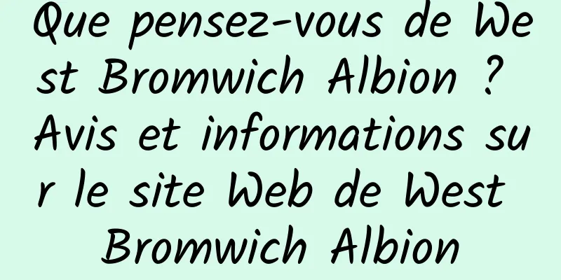 Que pensez-vous de West Bromwich Albion ? Avis et informations sur le site Web de West Bromwich Albion