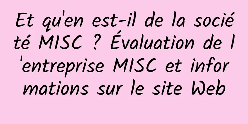 Et qu'en est-il de la société MISC ? Évaluation de l'entreprise MISC et informations sur le site Web
