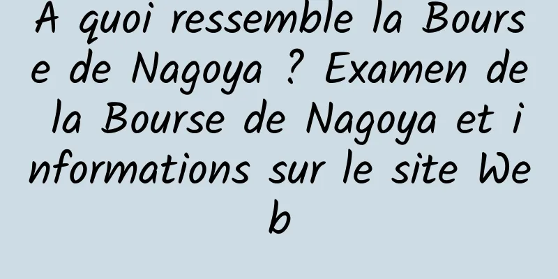 À quoi ressemble la Bourse de Nagoya ? Examen de la Bourse de Nagoya et informations sur le site Web