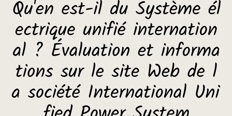 Qu'en est-il du Système électrique unifié international ? Évaluation et informations sur le site Web de la société International Unified Power System