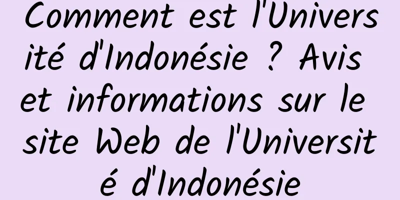 Comment est l'Université d'Indonésie ? Avis et informations sur le site Web de l'Université d'Indonésie