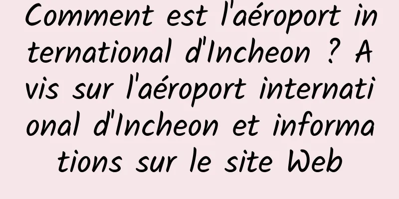 Comment est l'aéroport international d'Incheon ? Avis sur l'aéroport international d'Incheon et informations sur le site Web