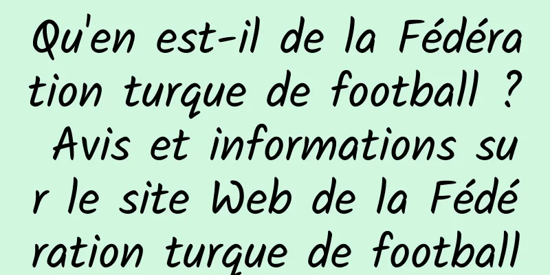 Qu'en est-il de la Fédération turque de football ? Avis et informations sur le site Web de la Fédération turque de football