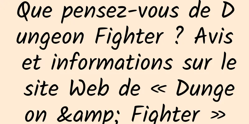 Que pensez-vous de Dungeon Fighter ? Avis et informations sur le site Web de « Dungeon & Fighter »