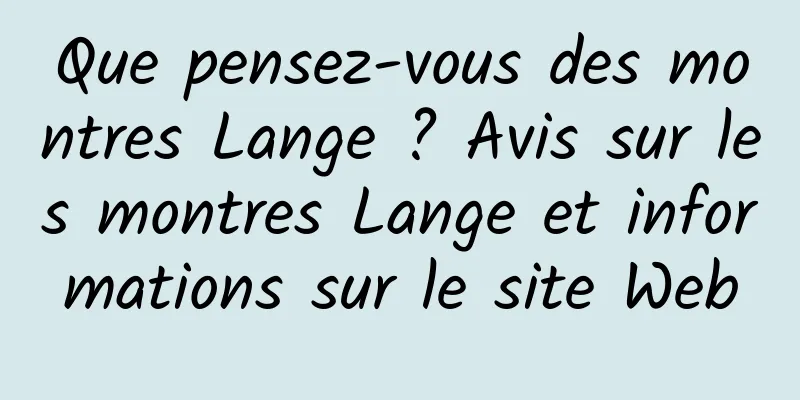 Que pensez-vous des montres Lange ? Avis sur les montres Lange et informations sur le site Web