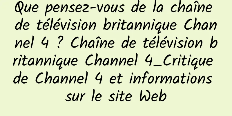 Que pensez-vous de la chaîne de télévision britannique Channel 4 ? Chaîne de télévision britannique Channel 4_Critique de Channel 4 et informations sur le site Web