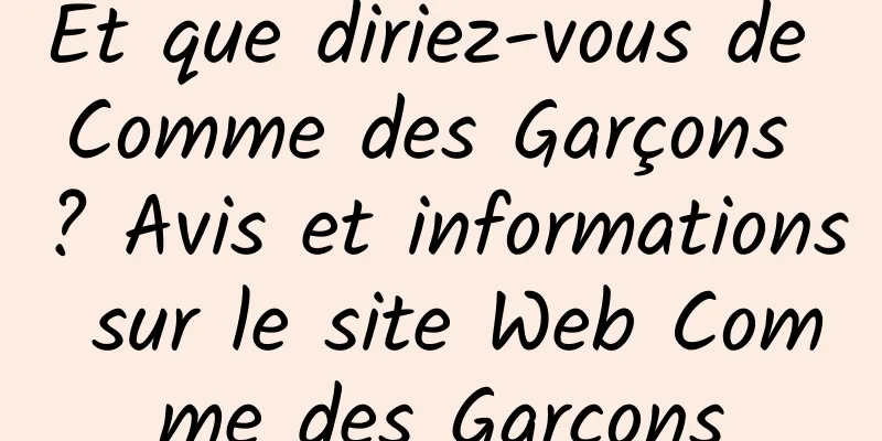 Et que diriez-vous de Comme des Garçons ? Avis et informations sur le site Web Comme des Garçons