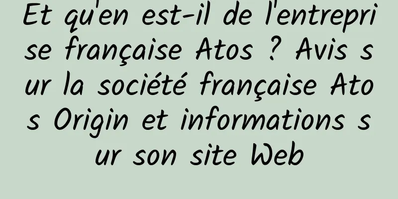 Et qu'en est-il de l'entreprise française Atos ? Avis sur la société française Atos Origin et informations sur son site Web