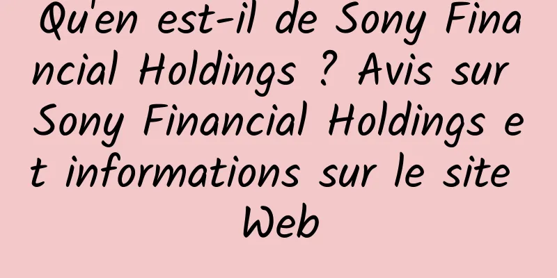 Qu'en est-il de Sony Financial Holdings ? Avis sur Sony Financial Holdings et informations sur le site Web