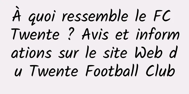 À quoi ressemble le FC Twente ? Avis et informations sur le site Web du Twente Football Club