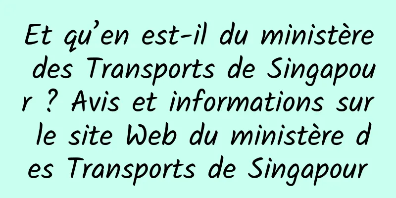Et qu’en est-il du ministère des Transports de Singapour ? Avis et informations sur le site Web du ministère des Transports de Singapour