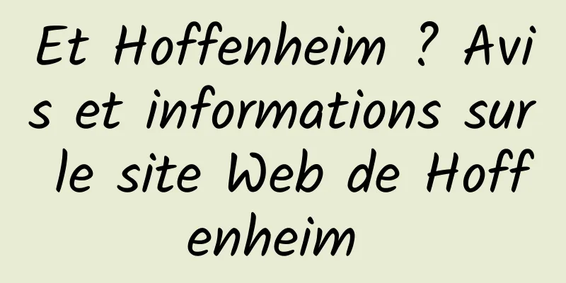 Et Hoffenheim ? Avis et informations sur le site Web de Hoffenheim 