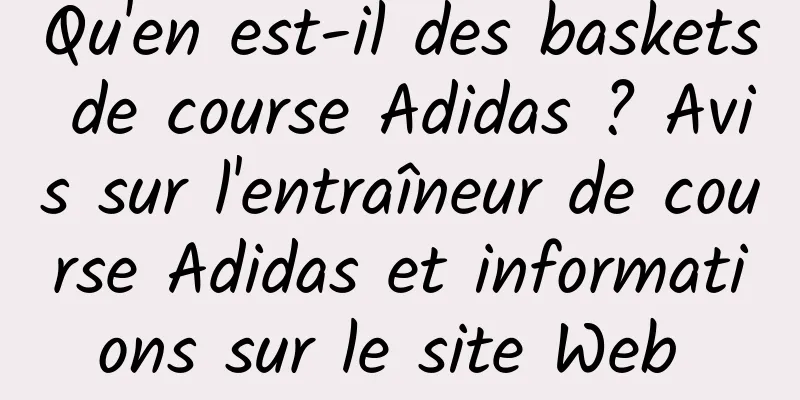 Qu'en est-il des baskets de course Adidas ? Avis sur l'entraîneur de course Adidas et informations sur le site Web 