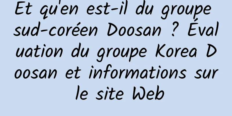 Et qu'en est-il du groupe sud-coréen Doosan ? Évaluation du groupe Korea Doosan et informations sur le site Web