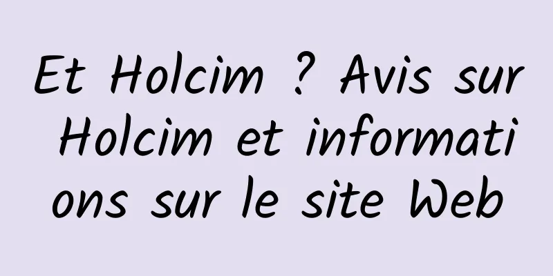 Et Holcim ? Avis sur Holcim et informations sur le site Web