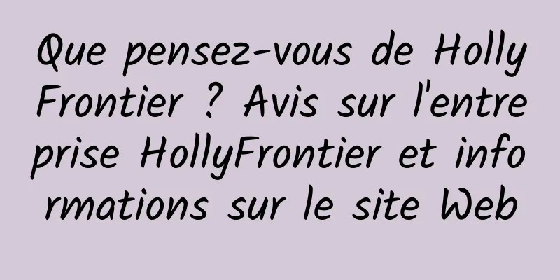 Que pensez-vous de HollyFrontier ? Avis sur l'entreprise HollyFrontier et informations sur le site Web