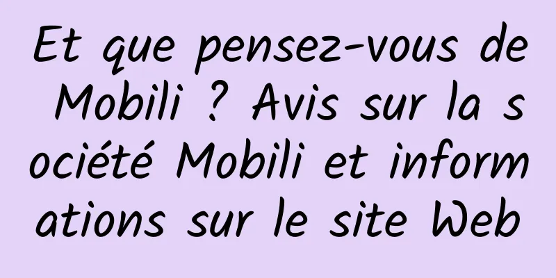 Et que pensez-vous de Mobili ? Avis sur la société Mobili et informations sur le site Web