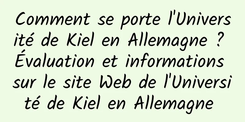 Comment se porte l'Université de Kiel en Allemagne ? Évaluation et informations sur le site Web de l'Université de Kiel en Allemagne 