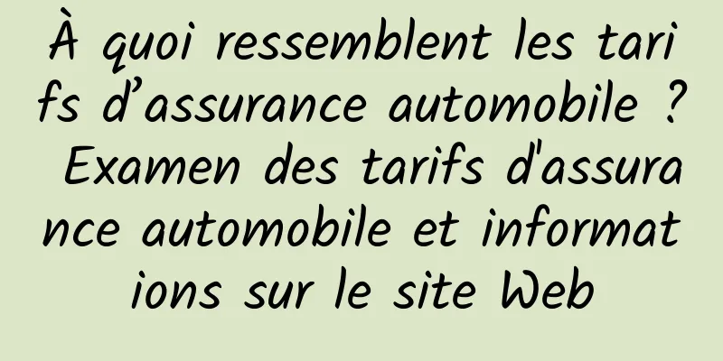 À quoi ressemblent les tarifs d’assurance automobile ? Examen des tarifs d'assurance automobile et informations sur le site Web