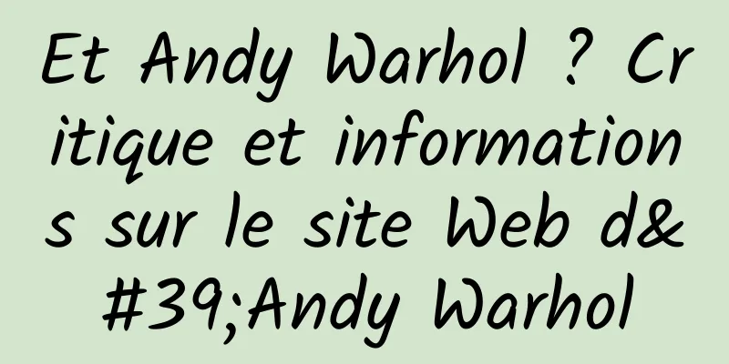 Et Andy Warhol ? Critique et informations sur le site Web d'Andy Warhol