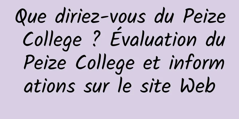 Que diriez-vous du Peize College ? Évaluation du Peize College et informations sur le site Web