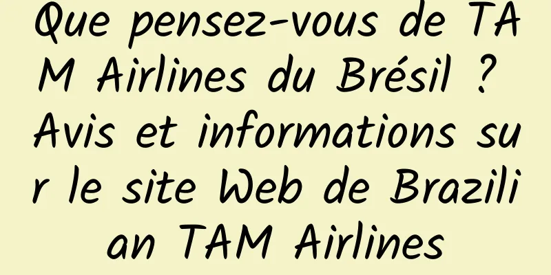 Que pensez-vous de TAM Airlines du Brésil ? Avis et informations sur le site Web de Brazilian TAM Airlines