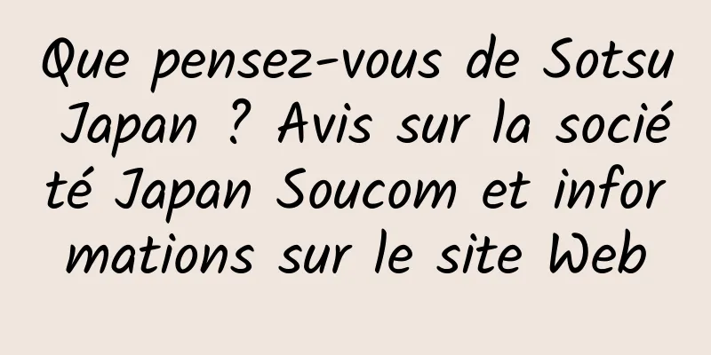 Que pensez-vous de Sotsu Japan ? Avis sur la société Japan Soucom et informations sur le site Web
