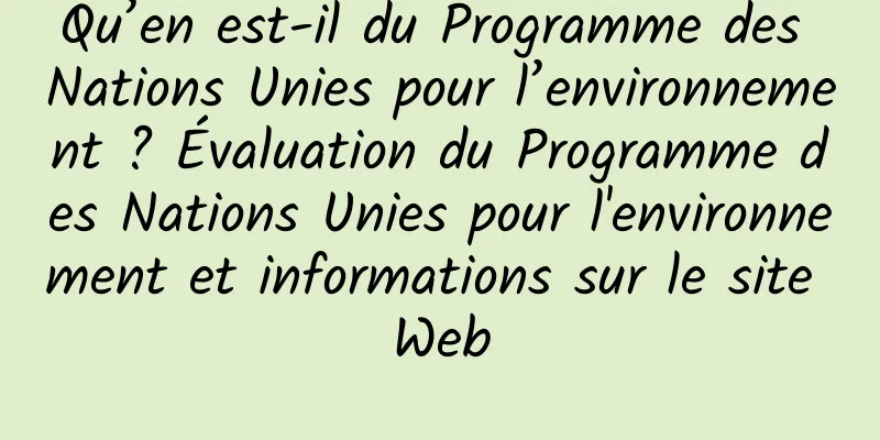 Qu’en est-il du Programme des Nations Unies pour l’environnement ? Évaluation du Programme des Nations Unies pour l'environnement et informations sur le site Web