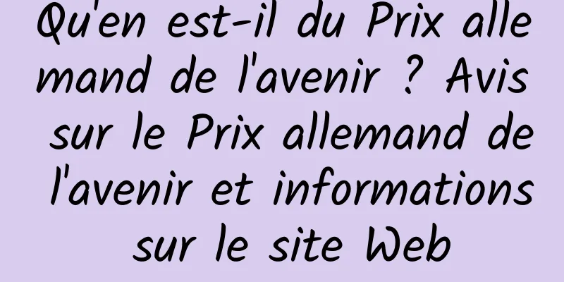 Qu'en est-il du Prix allemand de l'avenir ? Avis sur le Prix allemand de l'avenir et informations sur le site Web