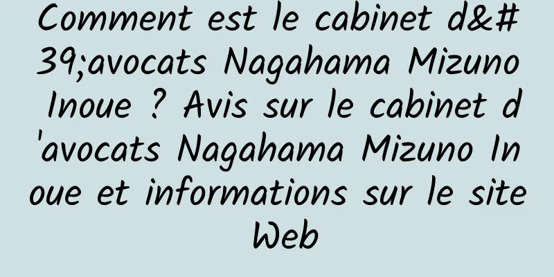 Comment est le cabinet d'avocats Nagahama Mizuno Inoue ? Avis sur le cabinet d'avocats Nagahama Mizuno Inoue et informations sur le site Web