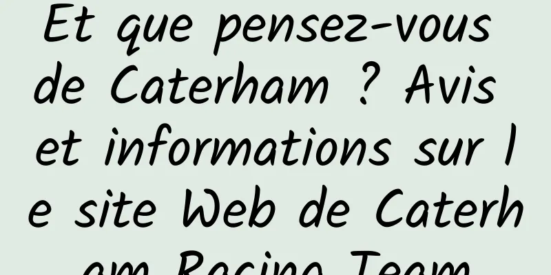Et que pensez-vous de Caterham ? Avis et informations sur le site Web de Caterham Racing Team