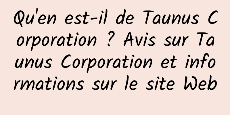 Qu'en est-il de Taunus Corporation ? Avis sur Taunus Corporation et informations sur le site Web