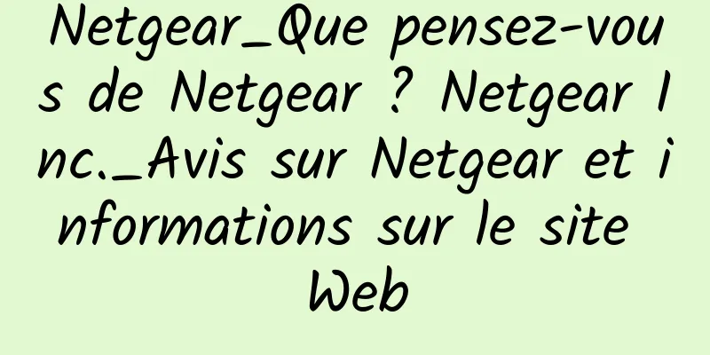 Netgear_Que pensez-vous de Netgear ? Netgear Inc._Avis sur Netgear et informations sur le site Web