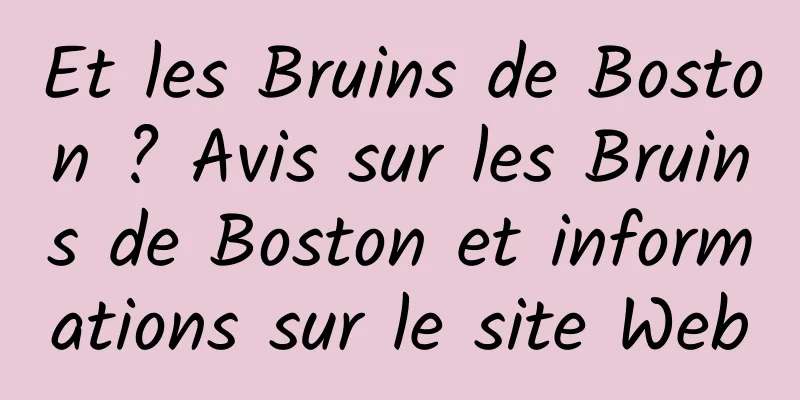 Et les Bruins de Boston ? Avis sur les Bruins de Boston et informations sur le site Web