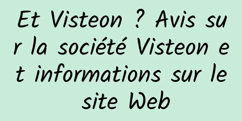 Et Visteon ? Avis sur la société Visteon et informations sur le site Web