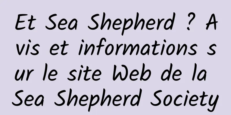 Et Sea Shepherd ? Avis et informations sur le site Web de la Sea Shepherd Society