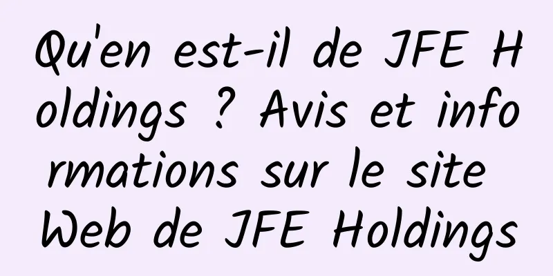 Qu'en est-il de JFE Holdings ? Avis et informations sur le site Web de JFE Holdings