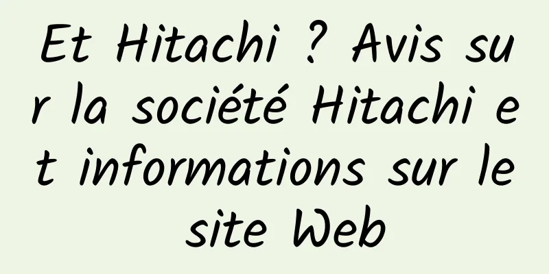 Et Hitachi ? Avis sur la société Hitachi et informations sur le site Web