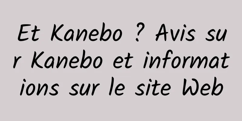 Et Kanebo ? Avis sur Kanebo et informations sur le site Web