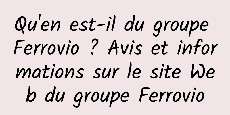 Qu'en est-il du groupe Ferrovio ? Avis et informations sur le site Web du groupe Ferrovio
