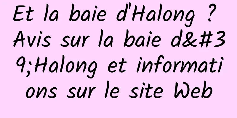 Et la baie d'Halong ? Avis sur la baie d'Halong et informations sur le site Web